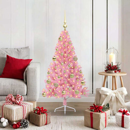 Kunstmatig Voorverlicht Kerstboom Met 300 Led Pvc Roze