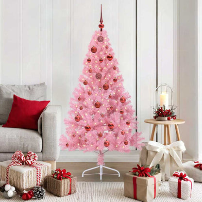 Kunstmatig Voorverlicht Kerstboom Met 300 Led Pvc Roze