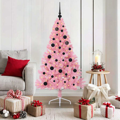 Kunstmatig Voorverlicht Kerstboom Met 300 Led Pvc Roze