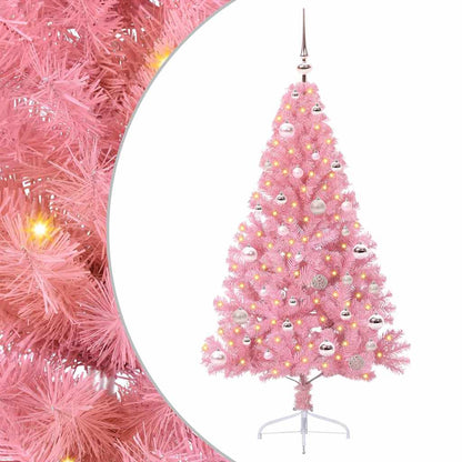 Kunstmatig Voorverlicht Kerstboom Met 300 Led Pvc Roze