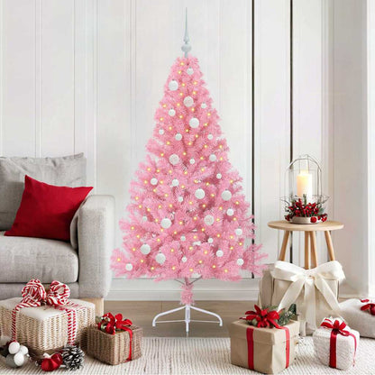 Kunstmatig Voorverlicht Kerstboom Met 300 Led Pvc Roze