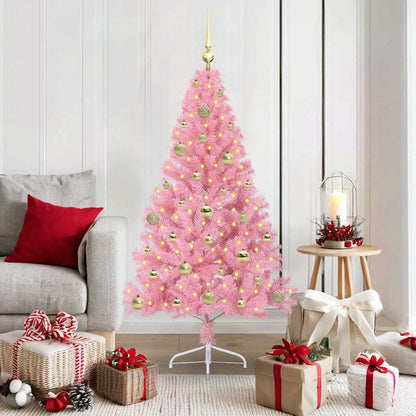 Kunstmatig Voorverlicht Kerstboom Met 300 Led Pvc Roze