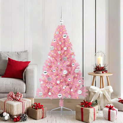 Kunstmatig Voorverlicht Kerstboom Met 300 Led Pvc Roze