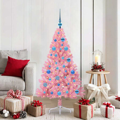 Kunstmatig Voorverlicht Kerstboom Met 300 Led Pvc Roze