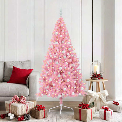 Kunstmatig Voorverlicht Kerstboom Met 300 Led Pvc Roze