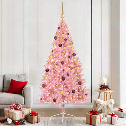 Kunstmatig Voorverlicht Kerstboom Met 300 Led Pvc Roze