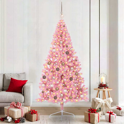 Kunstmatig Voorverlicht Kerstboom Met 300 Led Pvc Roze
