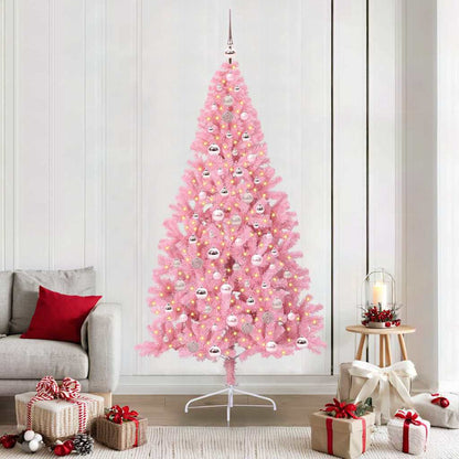 Kunstmatig Voorverlicht Kerstboom Met 300 Led Pvc Roze