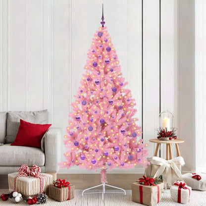 Kunstmatig Voorverlicht Kerstboom Met 300 Led Pvc Roze