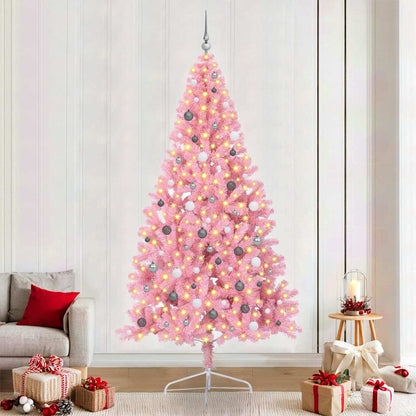 Kunstmatig Voorverlicht Kerstboom Met 300 Led Pvc Roze