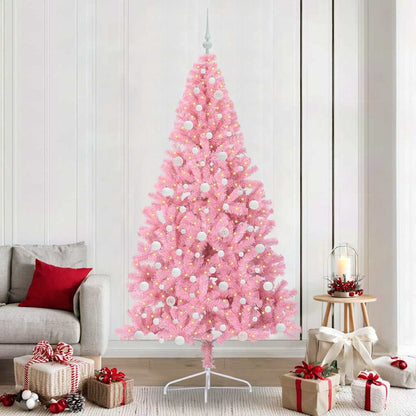 Kunstmatig Voorverlicht Kerstboom Met 300 Led Pvc Roze