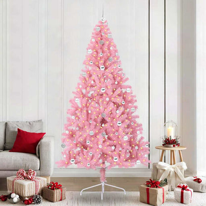 Kunstmatig Voorverlicht Kerstboom Met 300 Led Pvc Roze