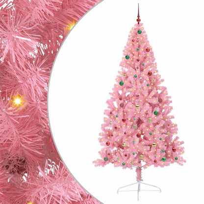Kunstmatig Voorverlicht Kerstboom Met 300 Led Pvc Roze