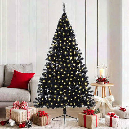 Kunstmatig Voorverlicht Kerstboom Met 300 Led Pvc Zwart