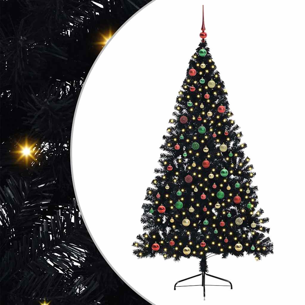 Kunstmatig Voorverlicht Kerstboom Met 300 Led Pvc Zwart