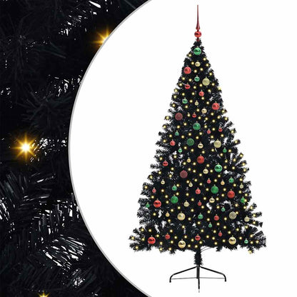 Kunstmatig Voorverlicht Kerstboom Met 300 Led Pvc Zwart