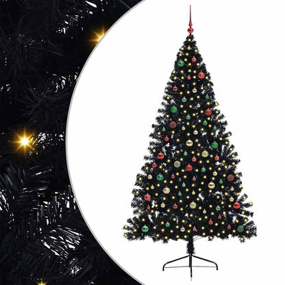 Kunstmatig Voorverlicht Kerstboom Met 300 Led Pvc Zwart