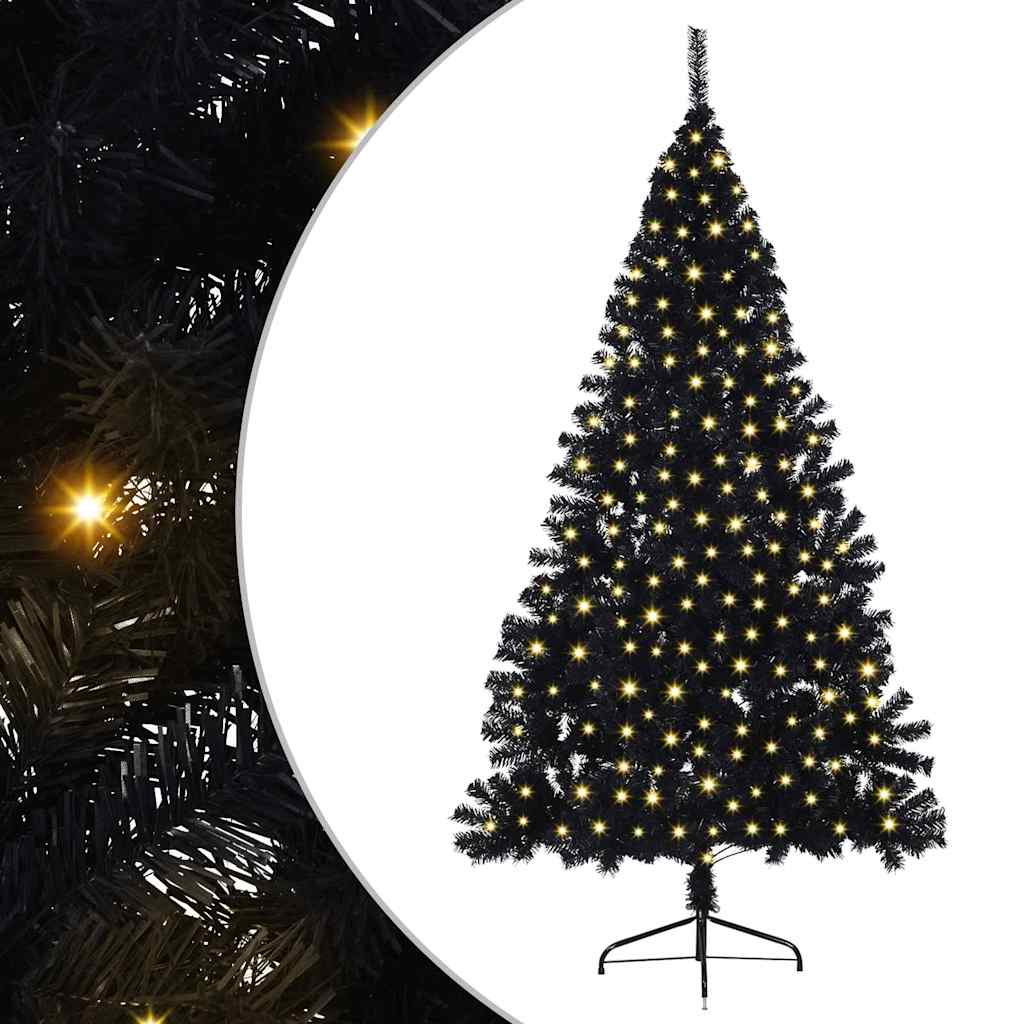 Kunstmatig Voorverlicht Kerstboom Met 300 Led Pvc Zwart