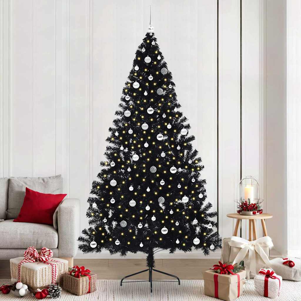 Kunstmatig Voorverlicht Kerstboom Met 300 Led Pvc Zwart