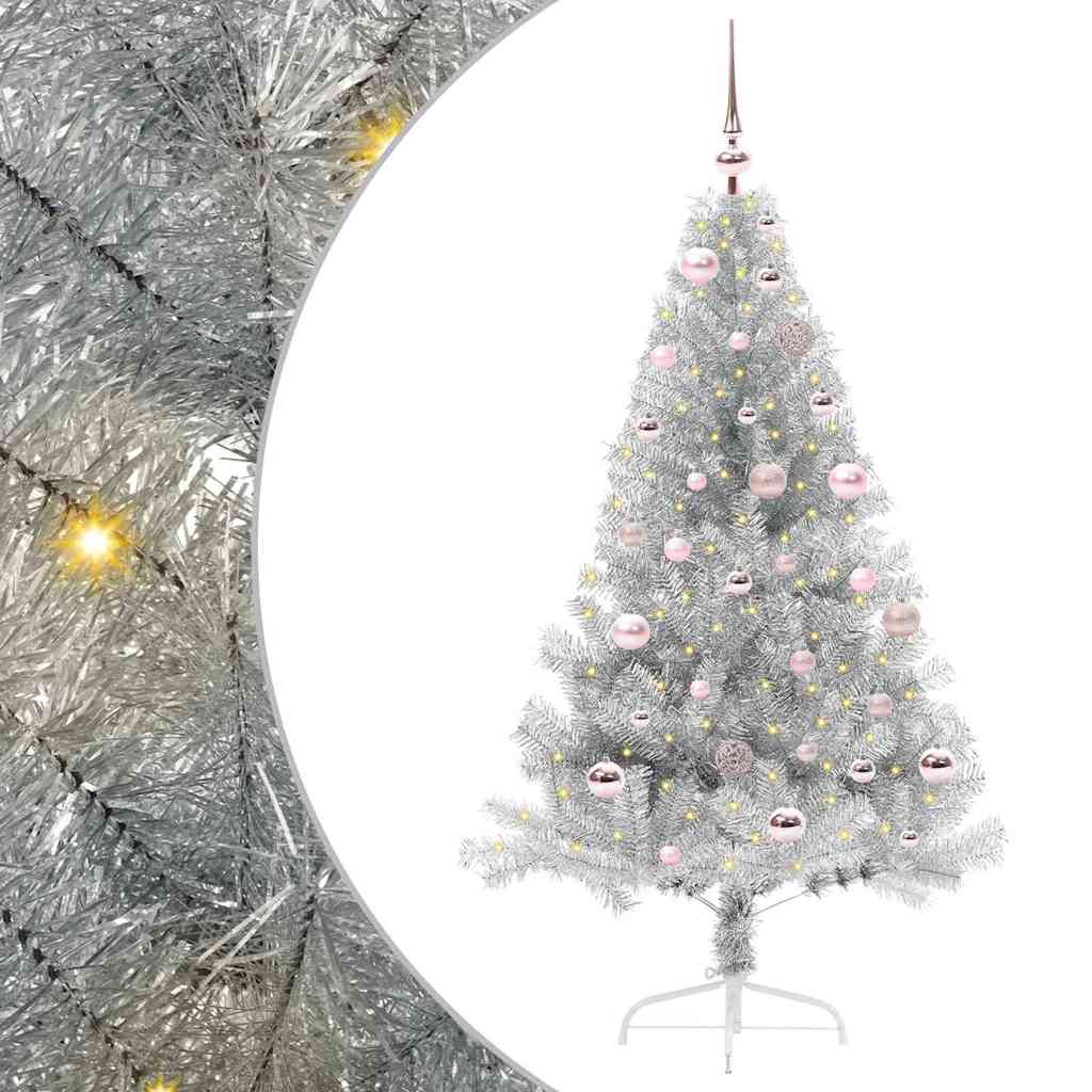 Kunstmatig Voorverlicht Kerstboom Met 300 Led Pet Zilver