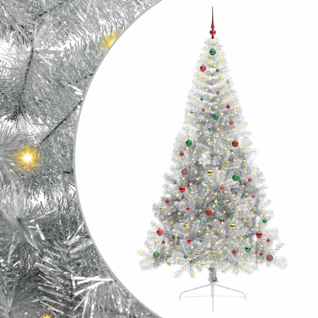Kunstmatig Voorverlicht Kerstboom Met 300 Led Pet Zilver