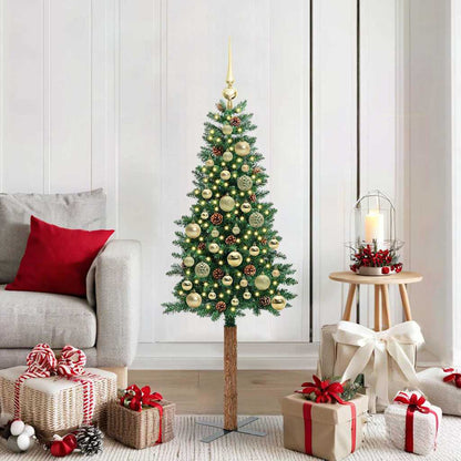 Slanke Kerstboom 180 Cm Pvc En Massief Dennenhout