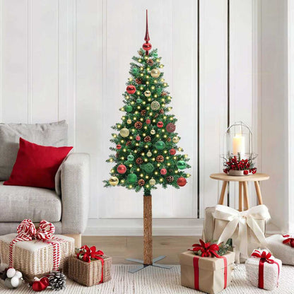 Slanke Kerstboom 180 Cm Pvc En Massief Dennenhout