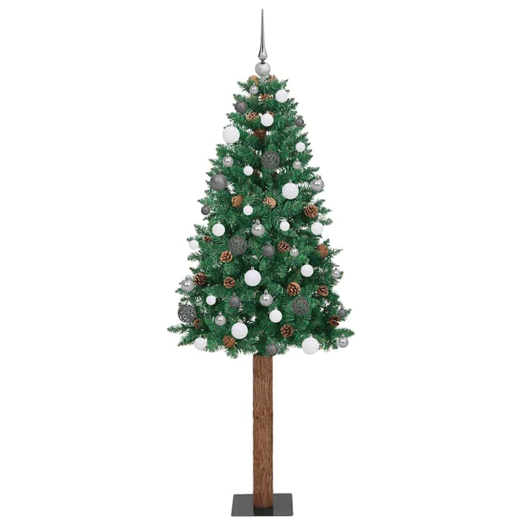 Slanke Kerstboom 180 Cm Pvc En Massief Dennenhout