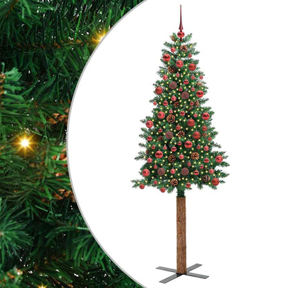 Slanke Kerstboom 180 Cm Pvc En Massief Dennenhout