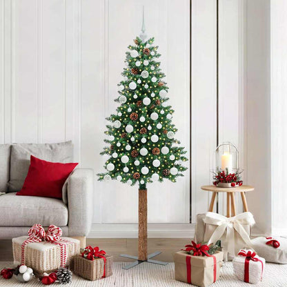 Slanke Kerstboom 180 Cm Pvc En Massief Dennenhout