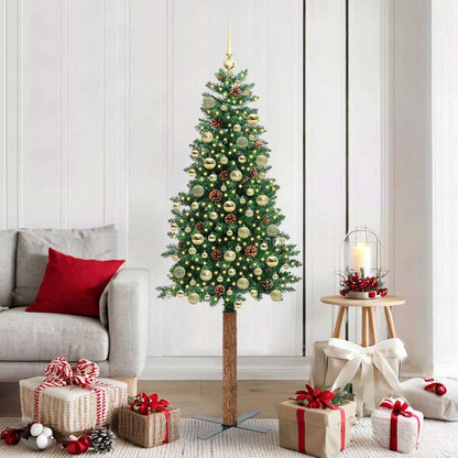 Slanke Kerstboom 180 Cm Pvc En Massief Dennenhout
