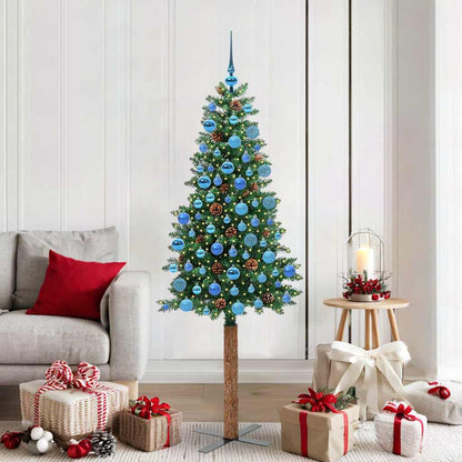 Slanke Kerstboom 180 Cm Pvc En Massief Dennenhout