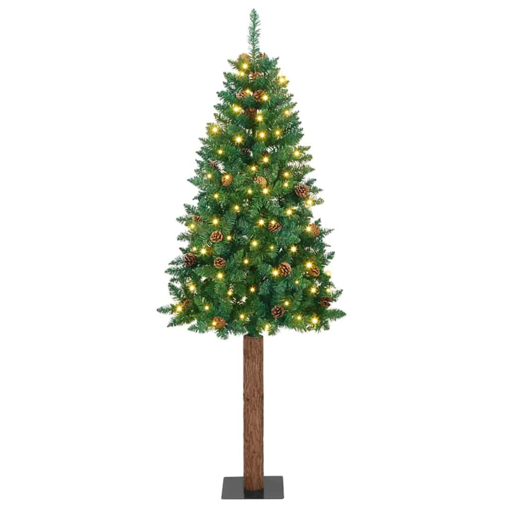 Slanke Kerstboom 180 Cm Pvc En Massief Dennenhout
