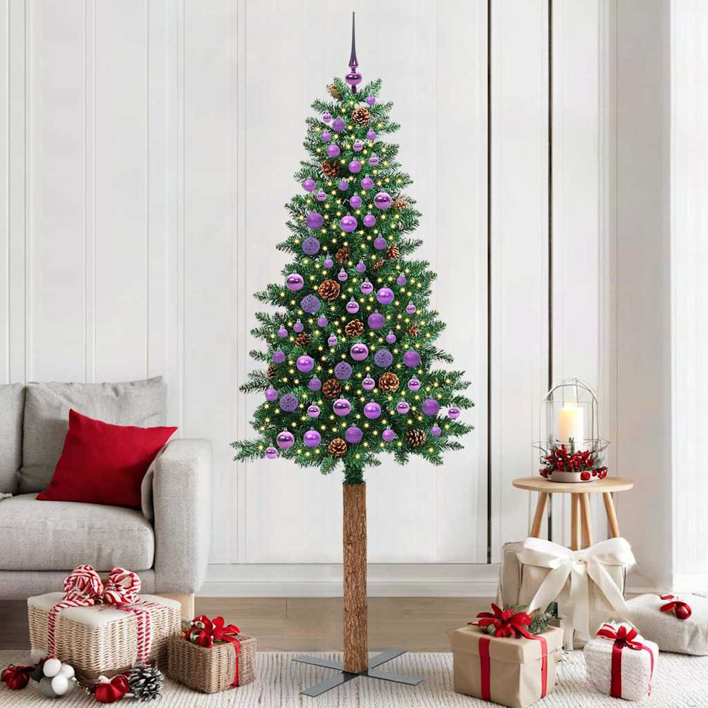Slanke Kerstboom 180 Cm Pvc En Massief Dennenhout