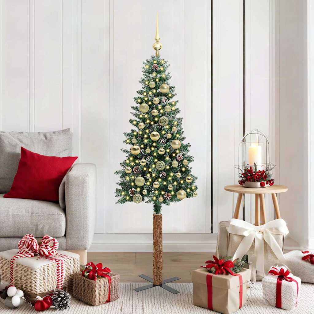 Slanke Kerstboom 180 Cm Pvc En Massief Dennenhout