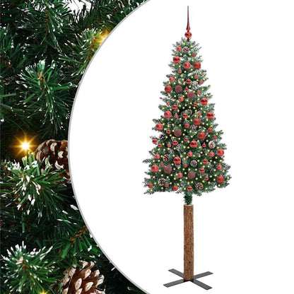 Slanke Kerstboom 180 Cm Pvc En Massief Dennenhout