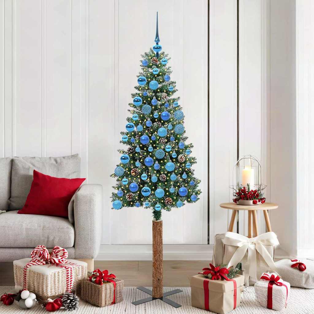 Slanke Kerstboom 180 Cm Pvc En Massief Dennenhout