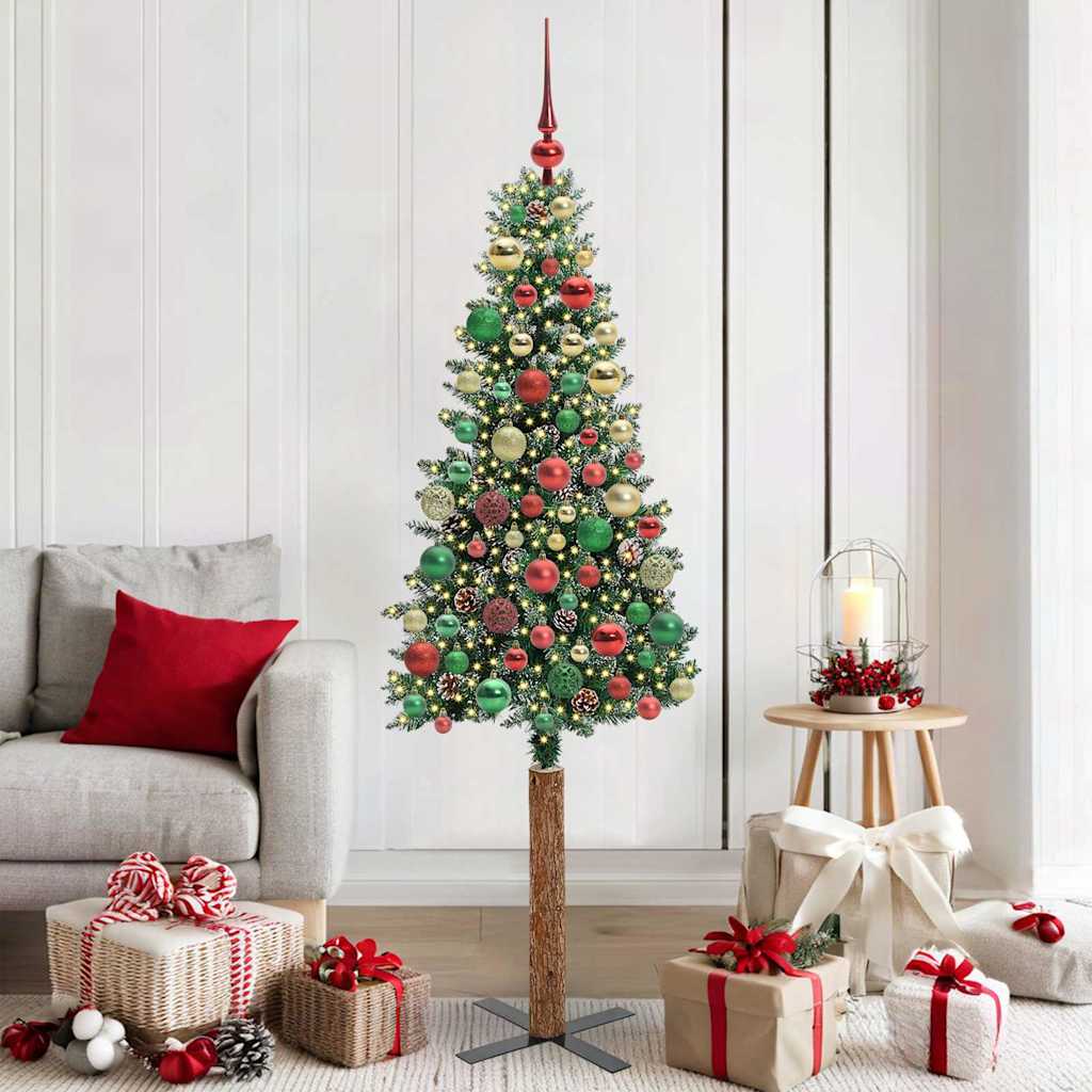 Slanke Kerstboom 180 Cm Pvc En Massief Dennenhout