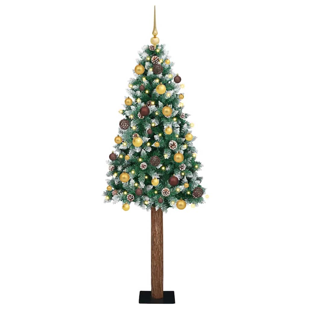 Slanke Kerstboom 180 Cm Pvc En Massief Dennenhout