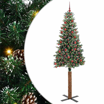 Slanke Kerstboom 180 Cm Pvc En Massief Dennenhout