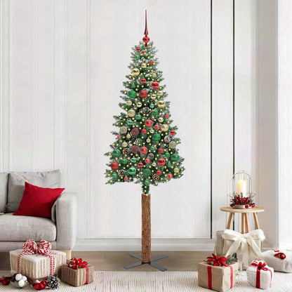 Slanke Kerstboom 180 Cm Pvc En Massief Dennenhout