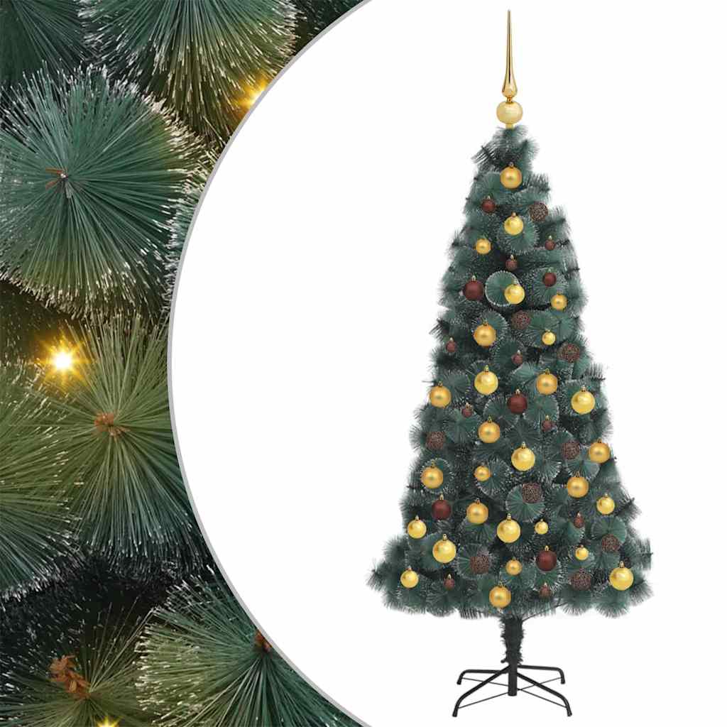 Artificial Pre-Lit Kerstboom Met Bal Set Groen 150 Cm Pet