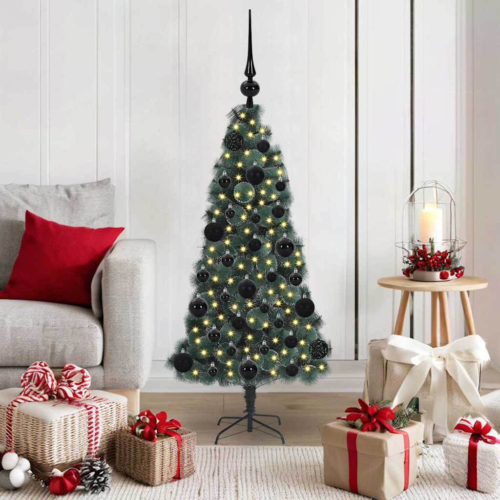 Artificial Pre-Lit Kerstboom Met Bal Set Groen 150 Cm Pet