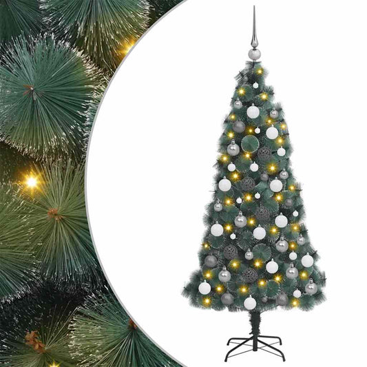 Artificial Pre-Lit Kerstboom Met Bal Set Groen 150 Cm Pet
