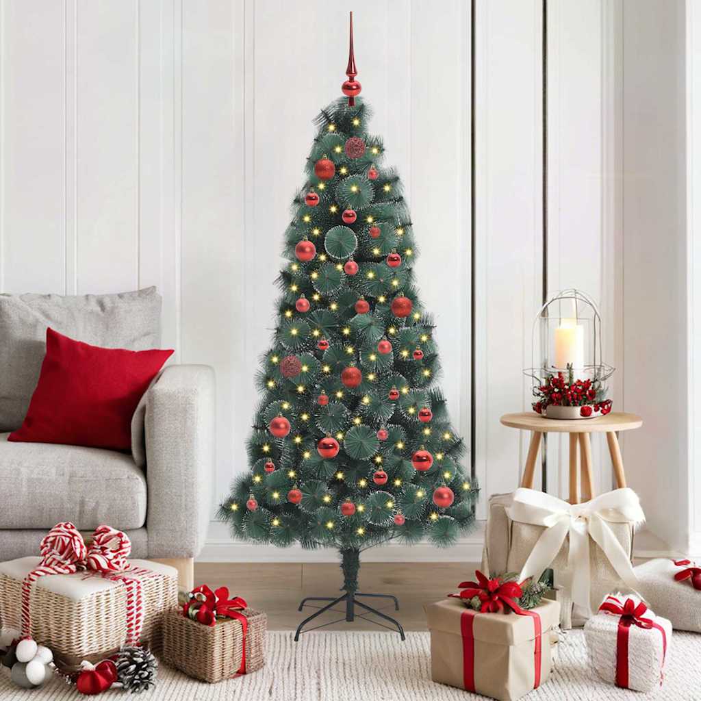 Artificial Pre-Lit Kerstboom Met Bal Set Groen 150 Cm Pet