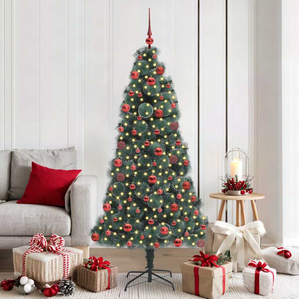 Artificial Pre-Lit Kerstboom Met Bal Set Groen 150 Cm Pet