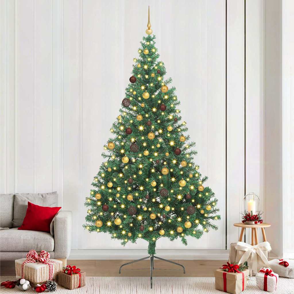 Kunstmatig Voorverlicht Kerstboom Met 300 Led Pvc Groen