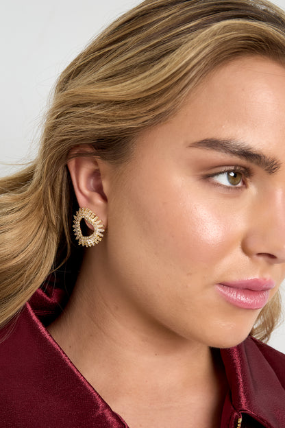 Koperen oorbellen met hartvormige, elegante kerst, luxe serie, damessieraden