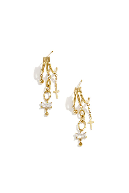 Elegant Cross Drop Earrings - Luxurious & All Fit