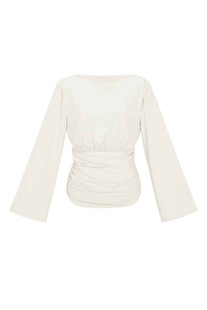 Geweven Polyestervezel Vrouwen Lange Mouwen Top Elegant Solide Kleur Herfst/Winter